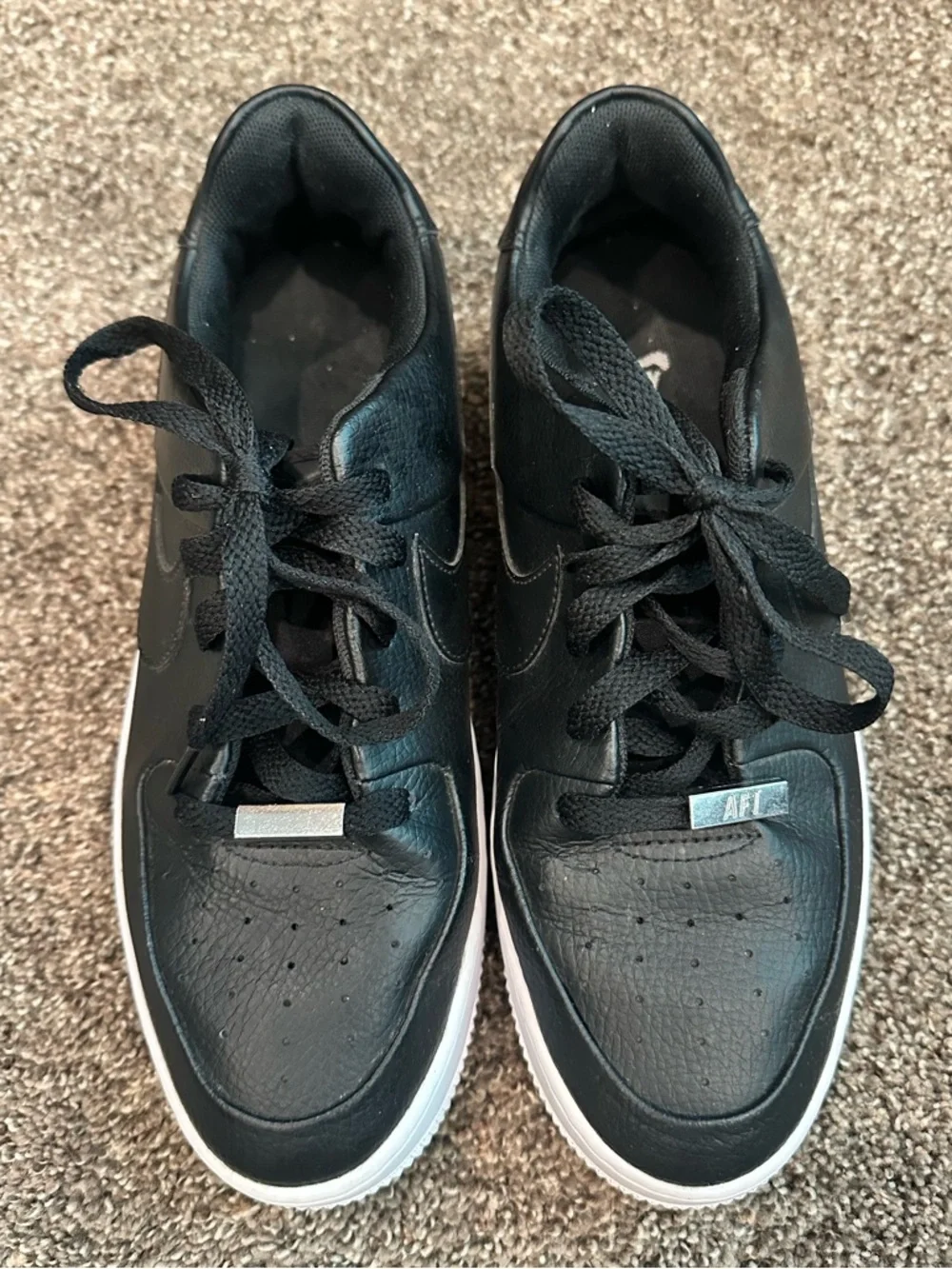 Women's Nike Air Force 1 Sage Low Black Platform Sneakers Size 9.5